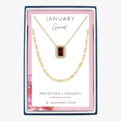 2-pc.Birthstone Necklace Set in Pure Silver Over Brass