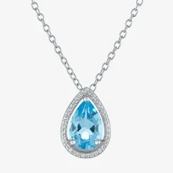 2-pc.Birthstone Necklace Set in Pure Silver Over Brass