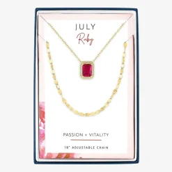 2-pc.Birthstone Necklace Set in Pure Silver Over Brass