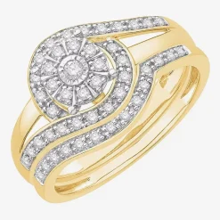 3PC His and Hers Trio Wedding Set Featuring 3/8 CT.T.W. Natural Diamond Womens Bridal Set and Mens Wedding Band in 10K or 14K Two Tone Gold