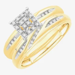 3PC Trio Set Featuring 1/7 CT.T.W. Diamond 10K or 14K Two Tone Gold Wedding Ring Set