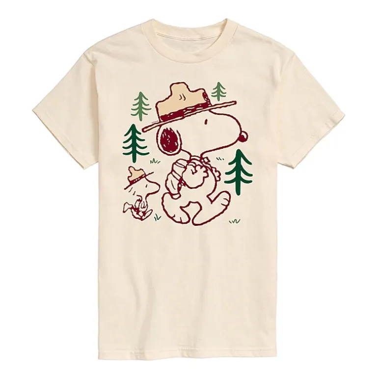 Peanuts Snoopy And Woodstock Wilderness Tee Womens Juniors Crew Neck Short Sleeve Regular Fit Peanuts Snoopy Graphic T-Shirt