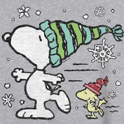Peanuts Snoopy And Woodstock Skating Tee Womens Juniors Scoop Neck Short Sleeve Oversized Peanuts Snoopy Graphic T-Shirt