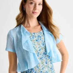 Perceptions Womens Embroidered Floral Jacket Dress