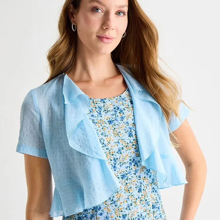 Perceptions Womens Embroidered Floral Jacket Dress