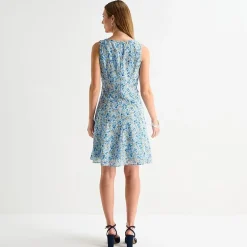 Perceptions Womens Embroidered Floral Jacket Dress