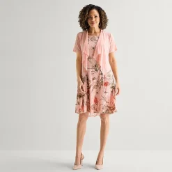 Perceptions Womens Floral Jacket Dress