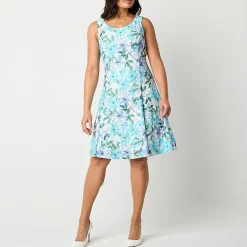 Perceptions Womens Petite Floral Jacket Dress