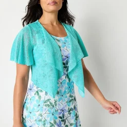 Perceptions Womens Petite Floral Jacket Dress
