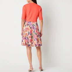 Perceptions Womens Petite Floral Jacket Dress