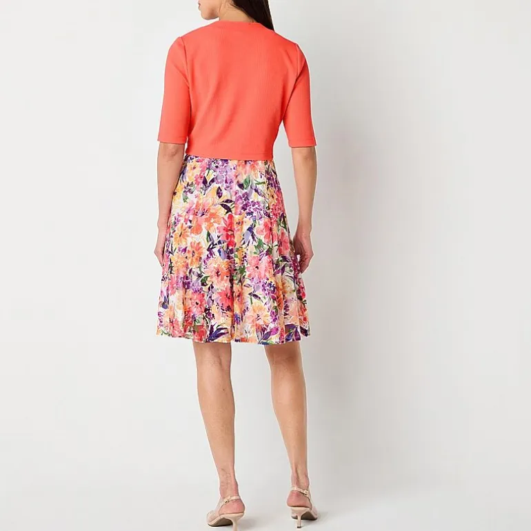 Perceptions Womens Petite Floral Jacket Dress