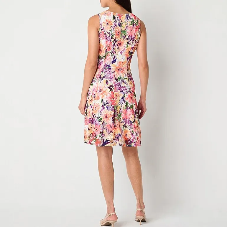 Perceptions Womens Petite Floral Jacket Dress
