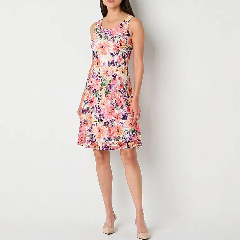 Perceptions Womens Petite Floral Jacket Dress