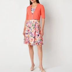 Perceptions Womens Petite Floral Jacket Dress