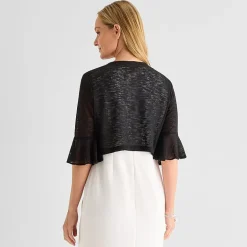 Perceptions Womens Petite 3/4 Sleeve Shrug
