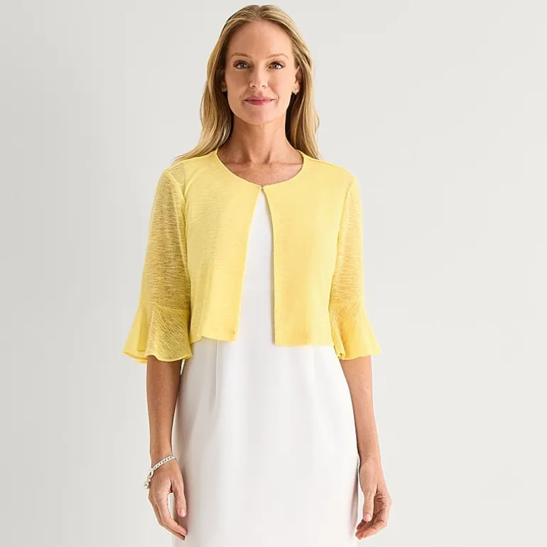 Perceptions Womens Petite 3/4 Sleeve Shrug