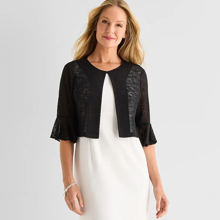 Perceptions Womens Petite 3/4 Sleeve Shrug