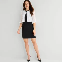 Perceptions Womens Petite 3/4 Sleeve Shrug