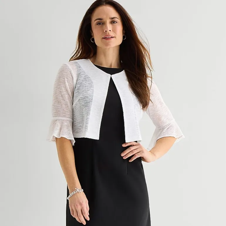 Perceptions Womens Petite 3/4 Sleeve Shrug