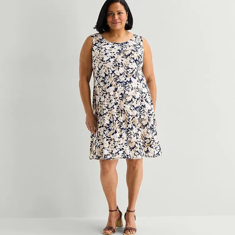 Perceptions Womens Plus Floral Jacket Dress