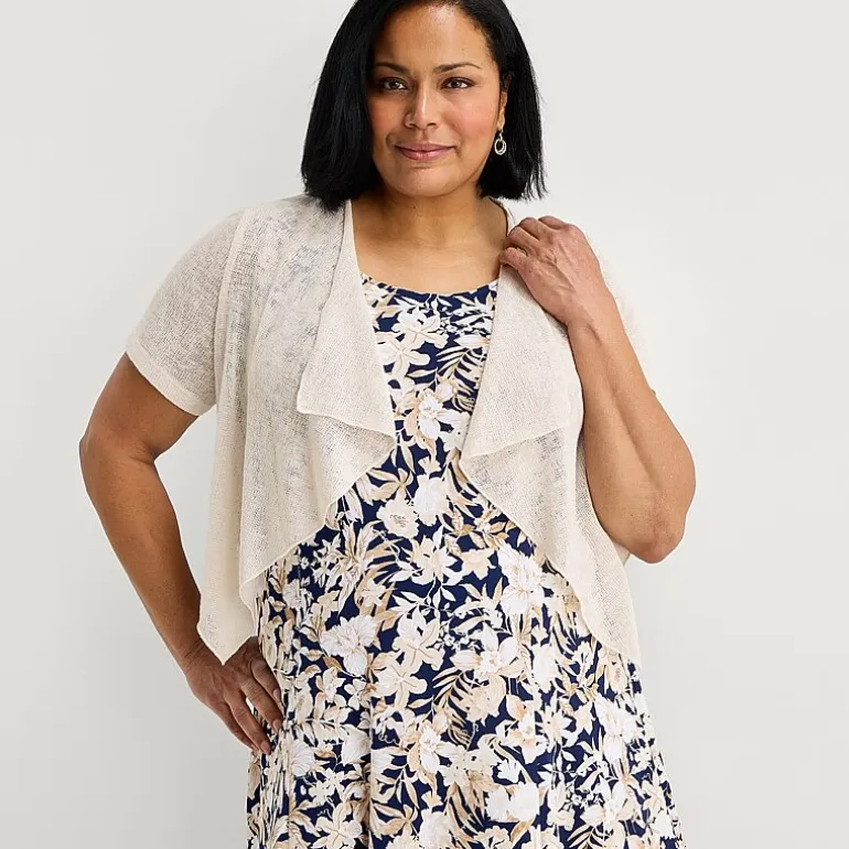 Perceptions Womens Plus Floral Jacket Dress
