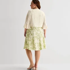 Perceptions Womens Plus Leaf Jacket Dress