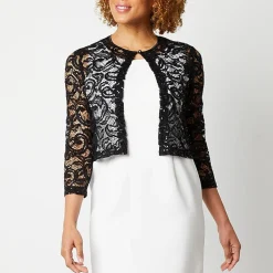 Perceptions Womens 3/4 Sleeve Sequin Lace Shrug