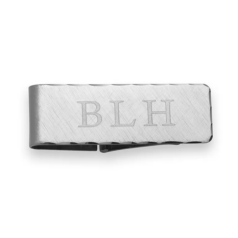 Personalized Hinged Money Clip with Scallop Edges