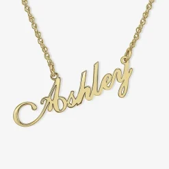 Personalized 14K Gold Over Sterling Silver Script Name Necklace