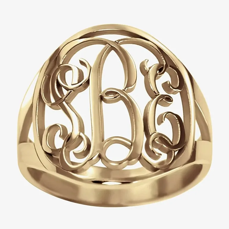 Personalized 18mm Vine Monogram Ring