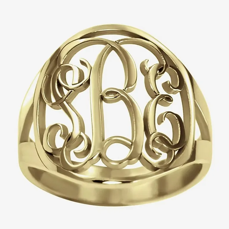 Personalized 18mm Vine Monogram Ring