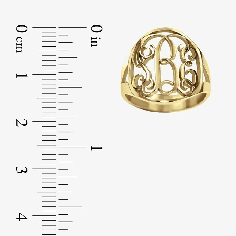 Personalized 18mm Vine Monogram Ring