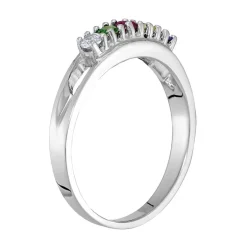 Personalized Sterling Silver Simulated  Birthstone Family Ring