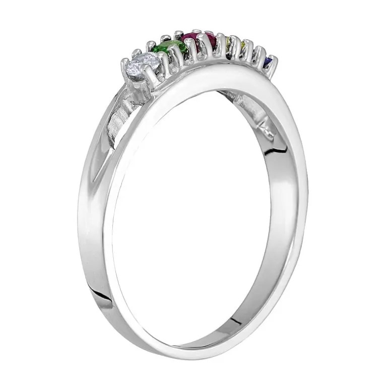 Personalized Sterling Silver Simulated Birthstone Family Ring