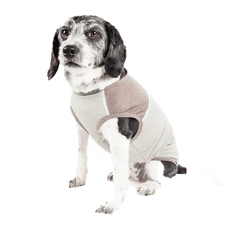 Pet Life ® Active 'Aero-Pawlse' Heathered Quick-Dry and 4-Way Stretch Performance Dog Tank Top T-Shirt