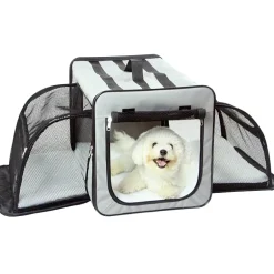 Pet Life Capacious Dual-Expandable Wire Folding Lightweight Collapsible Travel Pet Dog Crate