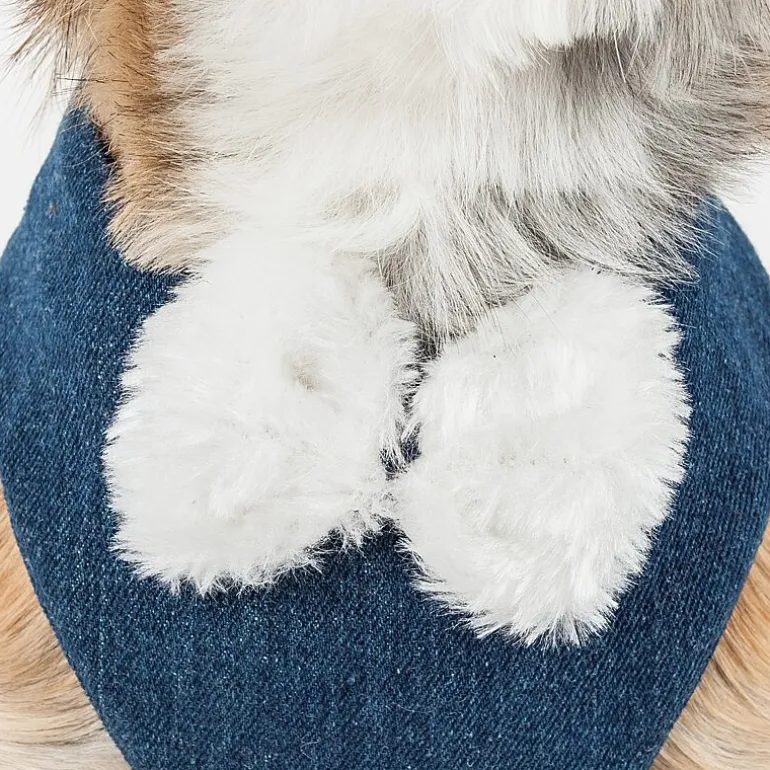 Pet Life Luxe 'Pom Draper' 2-In-1 Mesh Reversed Adjustable-Leash W/ Pom-Pom Bowtie Dog Harness