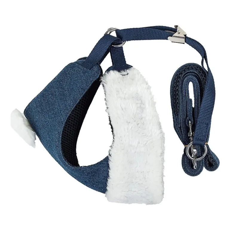 Pet Life Luxe 'Pom Draper' 2-In-1 Mesh Reversed Adjustable-Leash W/ Pom-Pom Bowtie Dog Harness