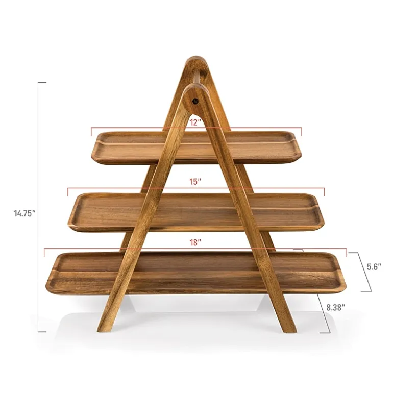 Picnic Time Wood Tiered Server