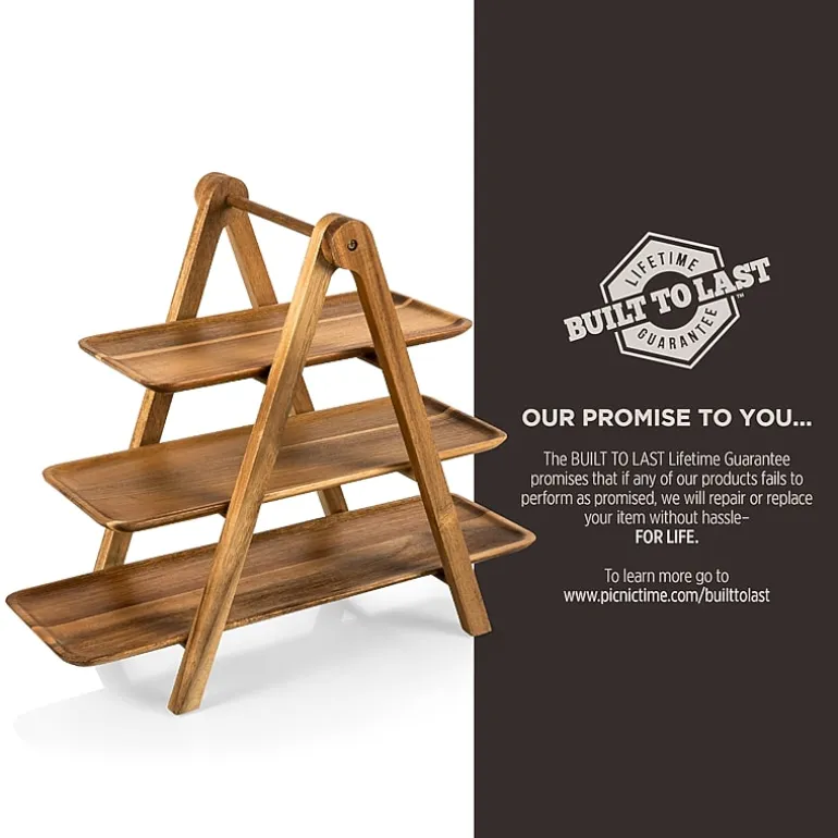 Picnic Time Wood Tiered Server