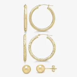 3 Piece 10K Gold Earring Set