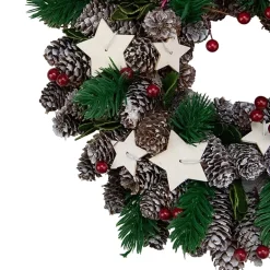 Pine Cone and Berries with Stars Artificial Christmas Wreath  10-Inch  Unlit