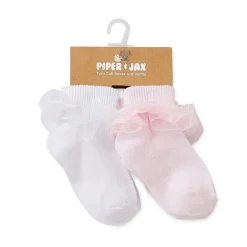 Piper & Jax Tutu Baby Girls 2 Pair Crew Socks