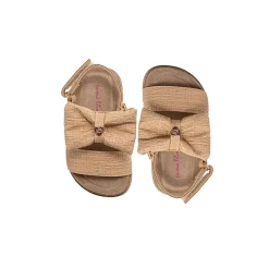 PIXIE BLOOM Toddler Girl's Sandals - Cute Footbed Sandals and Flat Summer Shoes with Puffy Bow