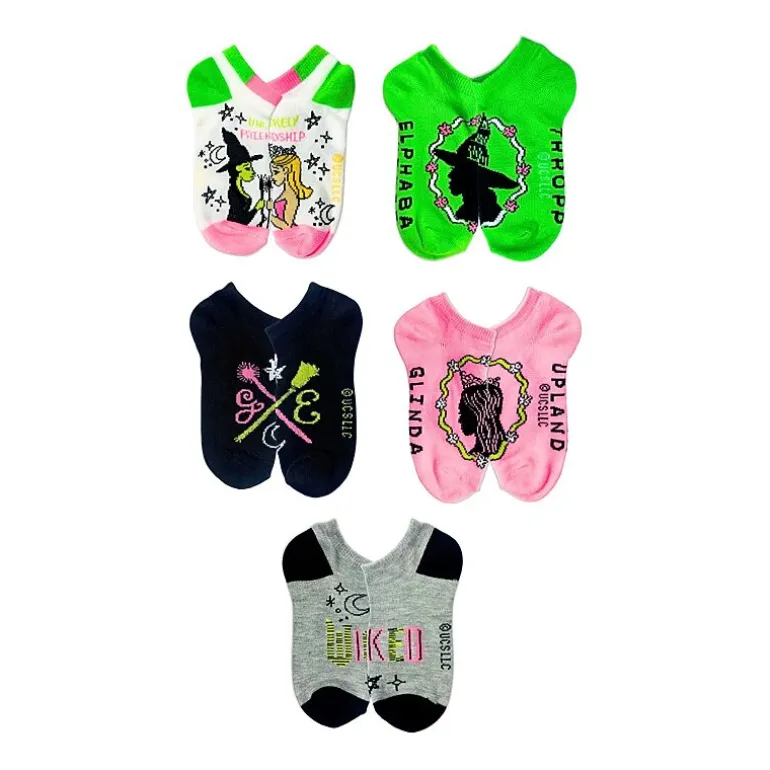 5pk No Snow Wicked Girls Multi-Pack 5 Pair Wicked No Show Socks