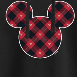 Plaid Cropped Womens Long Sleeve Mickey Mouse Hoodie