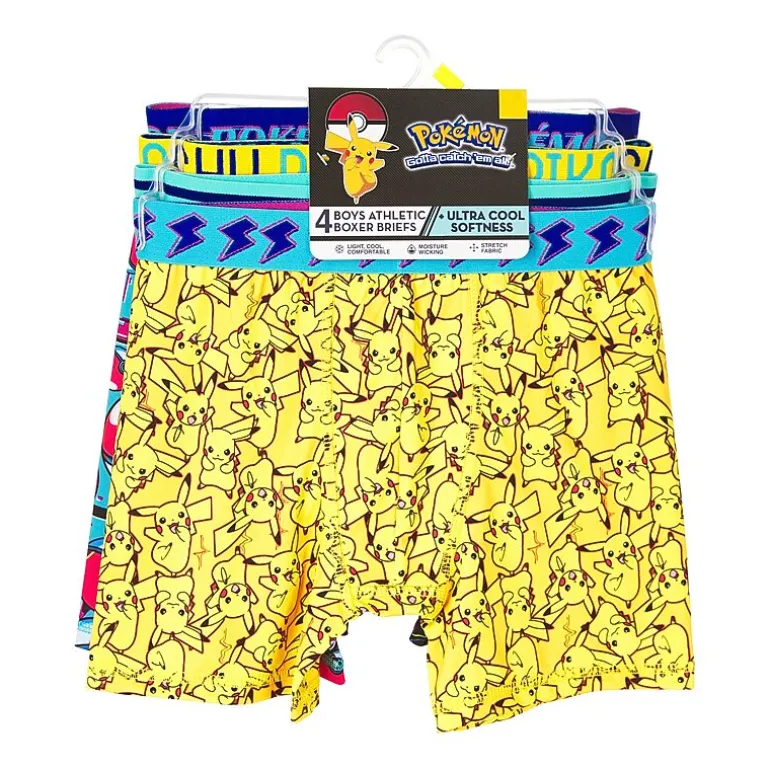 Pokemon Big Kid Boys 4 Pair Boxer Briefs