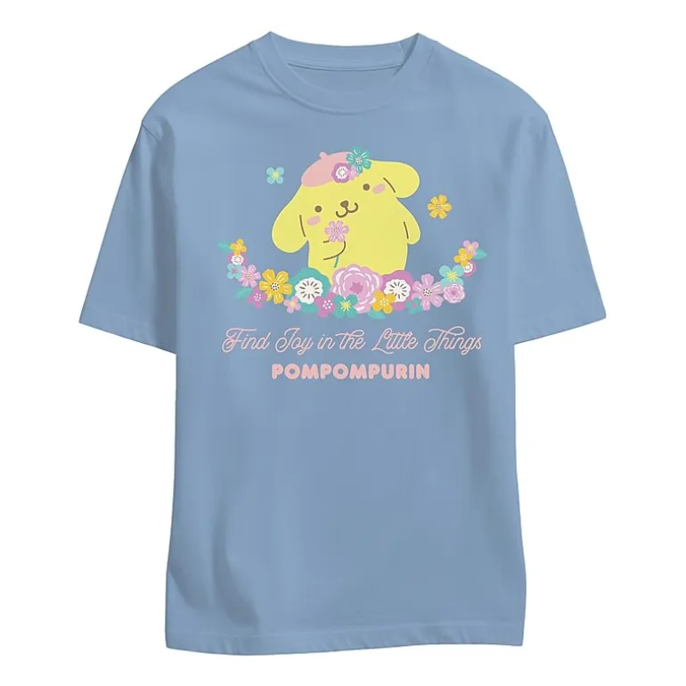 Pompompurri Boyfriend Tee Womens Juniors Crew Neck Short Sleeve Regular Fit Hello Kitty Graphic T-Shirt