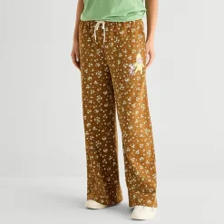 Pooh Aop Wide Leg Bottom Womens Juniors Wide Leg Mid Rise Winnie The Pooh Sweatpant