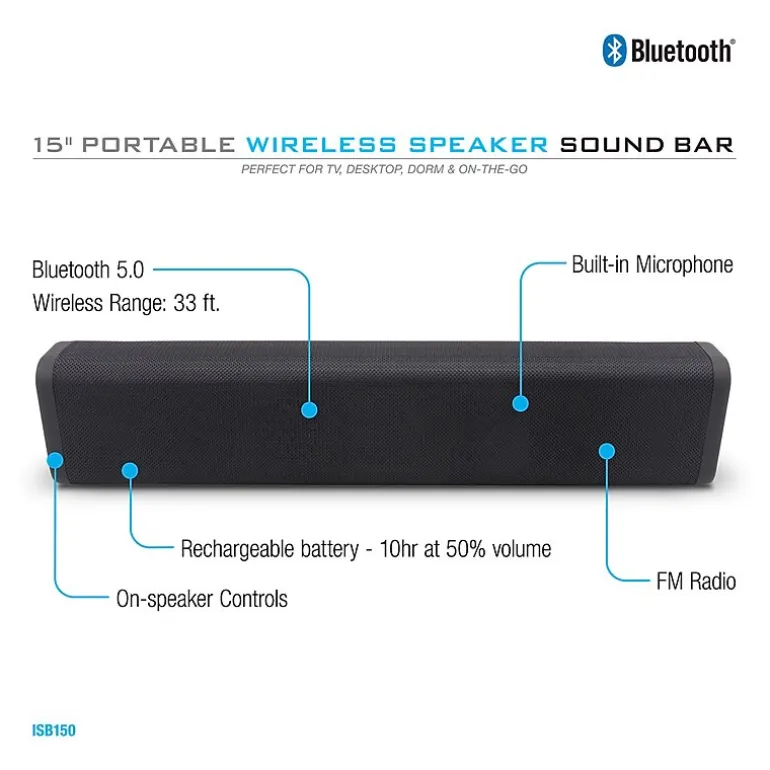 15" Portable Wireless Speaker Sound Bar"